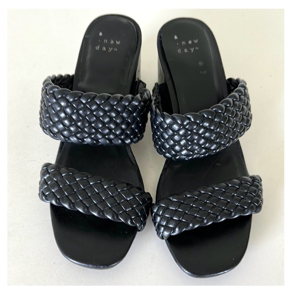 A NEW DAY Women's Black Braided Sandals